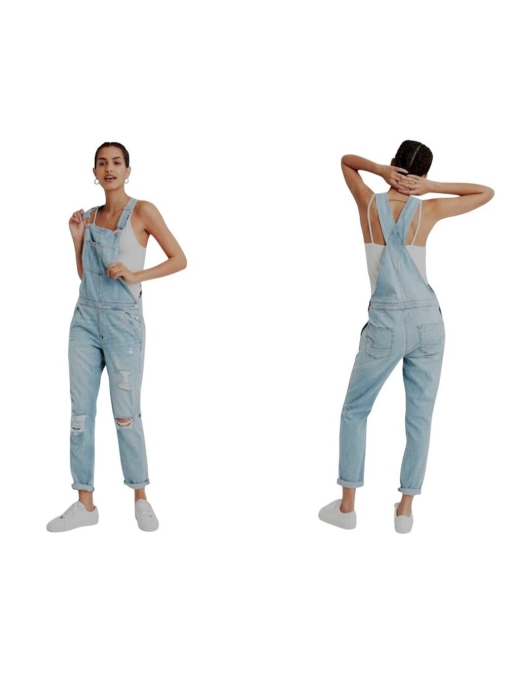 American Eagle AE Tomgirl Overalls Destroyed‎ Distressed Adjustable Size S Jeans